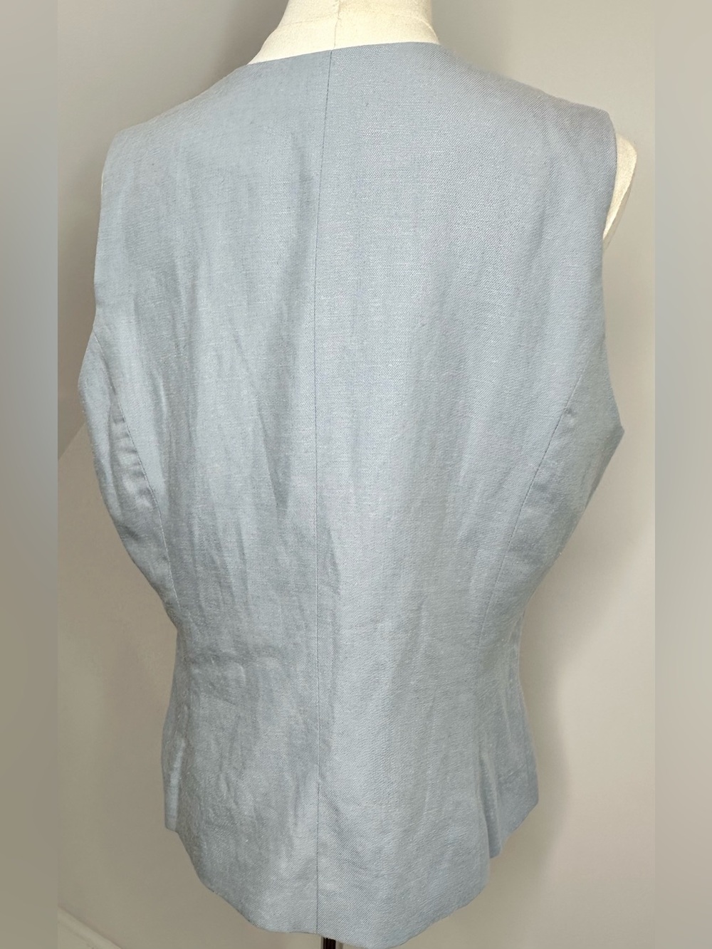 Caroline Constas Blue Lyocell Linen Button Front Vest Top Size Large - Picture 5 of 11